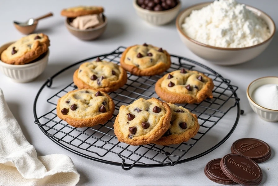 Ghirardelli chocolate chip cookies and ingredients