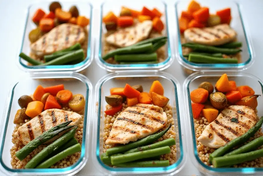 Raw chicken breasts with fresh vegetables and seasoning for a healthy recipe.