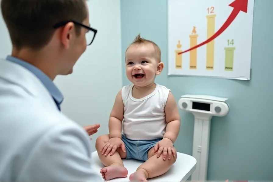 2-year-old being weighed on a scale at a clinic.