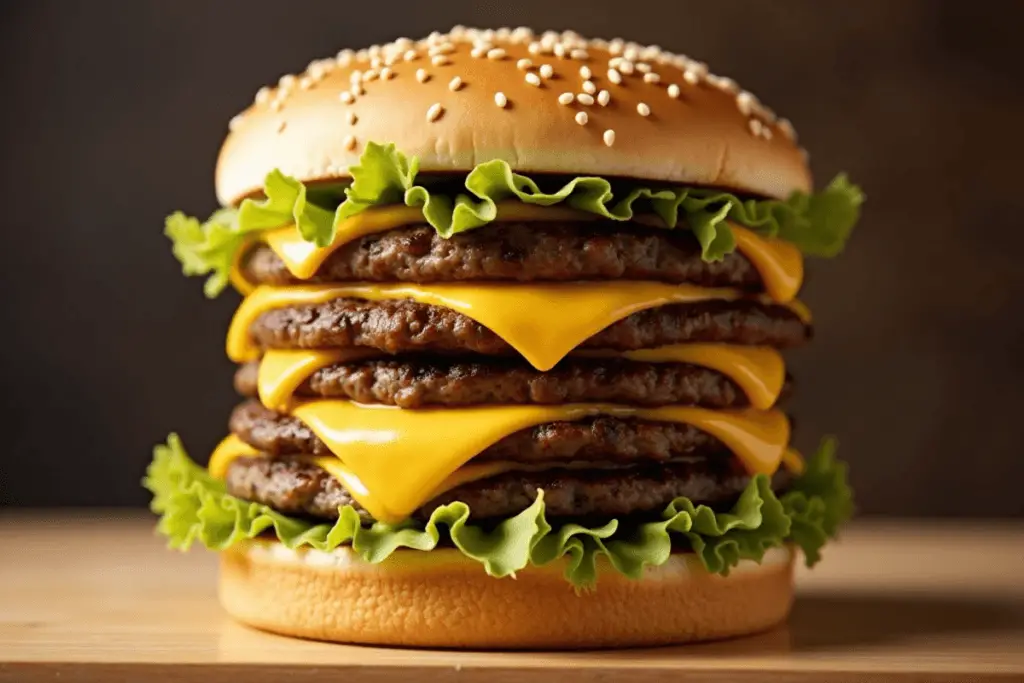 Close-up of a Double Big Mac layers