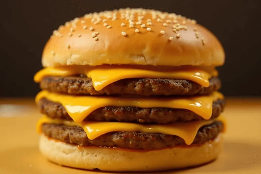Close-up of the Double Big Macs juicy layers