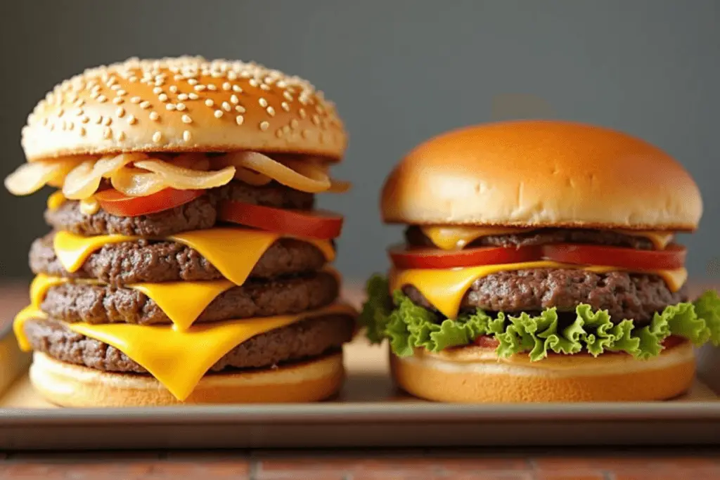 Double Big Mac vs. Big Mac side-by-side comparison.