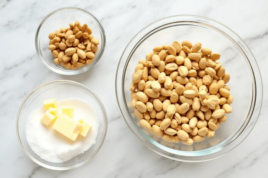 Ingredients for making peanut brittle