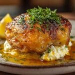 Baked crunchy hot honey chicken with whipped feta and honey drizzle