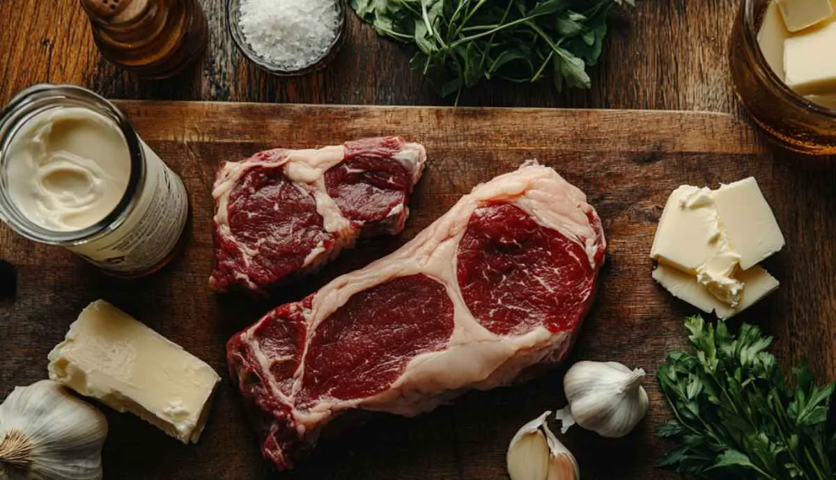 Ingredients for steak with bourbon garlic cream sauce recipe