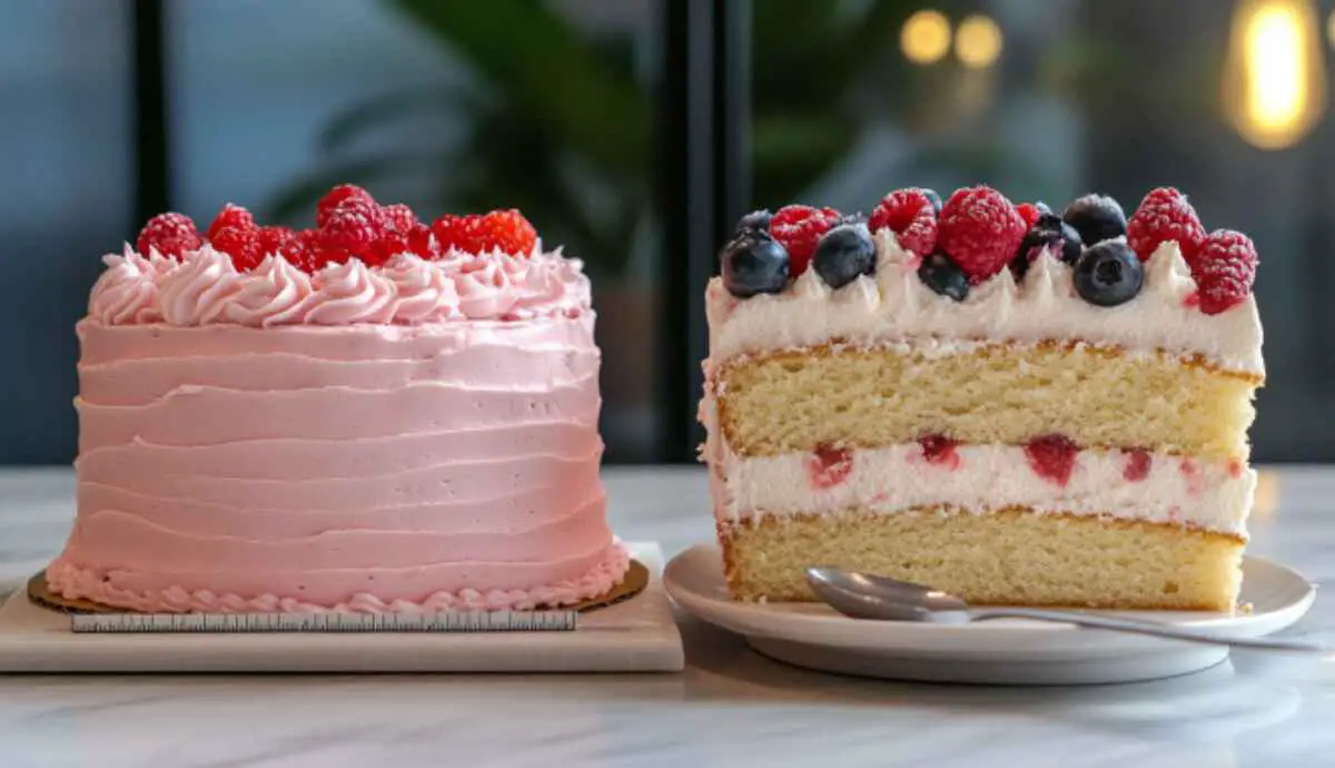Size comparison between bento cake and regular cake
