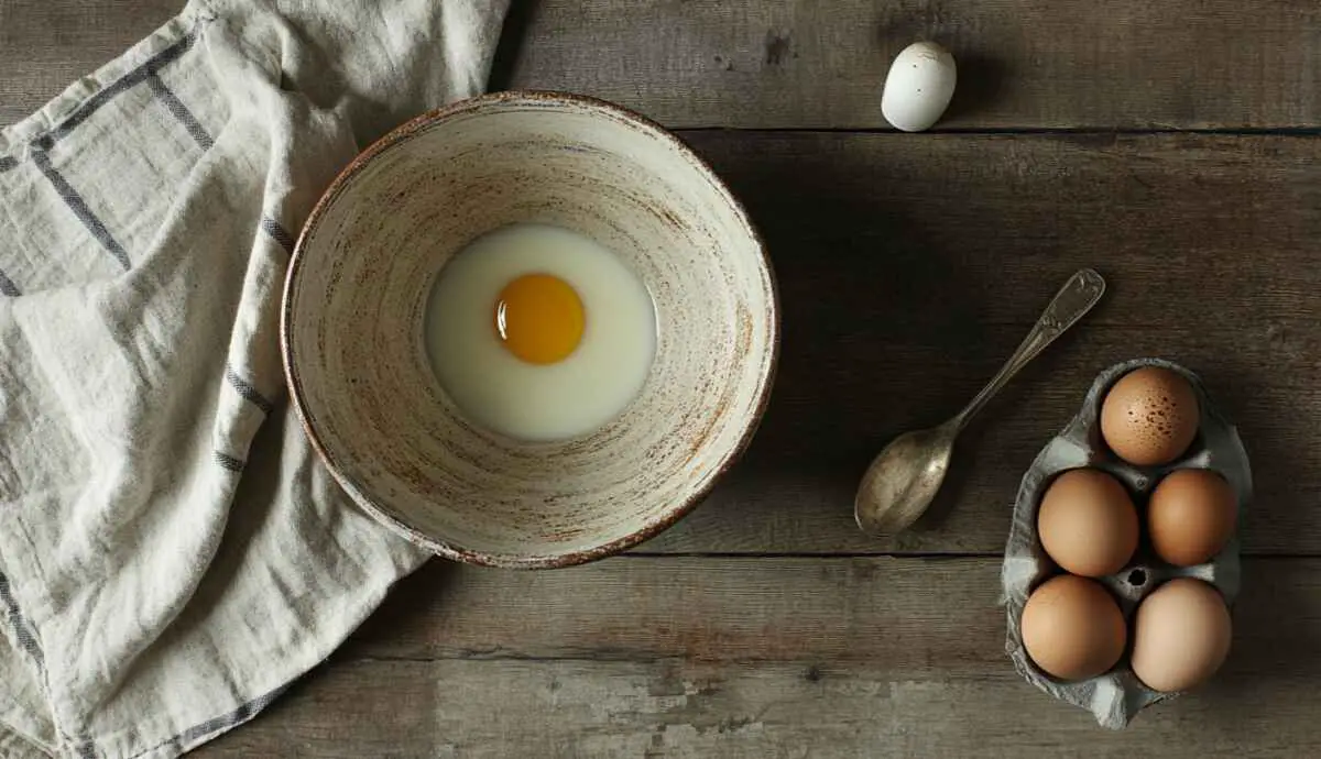 Whisking eggs, milk, and oil together in a large bowl for zucchini bread batter.